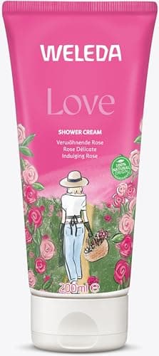 WELEDA Bio Love Duschgel vegan - Naturkosmetik Aroma Shower Duschseife für Frauen & Männer mit Rose, Jasmin & Ylang Duft, Natürliche Hautpflege Dusche zur Reinigung von Gesicht & Körper (1x 200ml) Bio Öko Vegan
