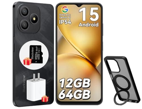 Blackview Wave 9C Handy Ohne Vertrag 12GB+64GB/2TB TF, IP54 6.56'' HD+ Smartphone Ohne Vertrag, Android 15, 5000mAh, 13MP+8MP, Octa-Core, 32GB TF, Drehbare Handyhülle, Face ID, GPS, OTG