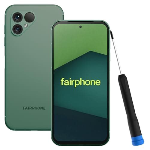 Fairphone 5 5G Nachhaltiges Smartphone (6,46"-Display, 50-MP-Dual-Kamera, 6GB/128GB, 4200 mAh, Android 14) inkl. iFixit Schraubenzieher, Moos Grün Öko