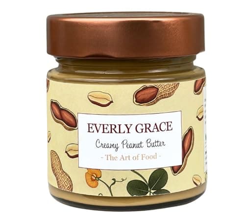 Everly Grace Creamy Peanut Butter, Bio Erdnussbutter cremig – Aus gerösteten Erdnüssen – Ohne Zusätze – Vegan, glutenfrei - cremige Erdnussbutter ohne Palmöl – Bio Erdnussmus für Crepe, Eis & mehr Bio Öko Vegan