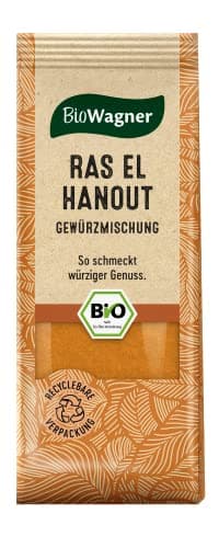 BioWagner - Bio Ras el Hanout, Gewürzmischung für orientalische und arabische Gerichte, ideal für Couscous, Tajine oder Hummus, naturbelassene Bio-Zutaten, recyclebare Verpackung, 50 g Bio Öko