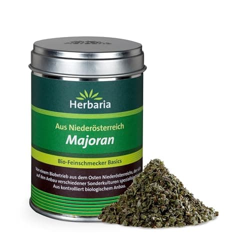 Herbaria Majoran bio 15g – Bio Majoran getrocknet und gerebelt – Bio Kräuter, Bio Gewürze, Bio Küchenkräuter – Premium Qualität – in nachhaltiger Weißblechdose Bio Öko Vegan