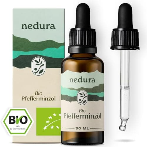 nedura® BIO Pfefferminzöl [100% NATURREIN] - Echtes Pfefferminzöl in Lebensmittelqualität - Belebend & erfrischend - Ätherisches Minzöl, Peppermint Oil - BIO-Qualität aus Griechenland - 30ml Bio