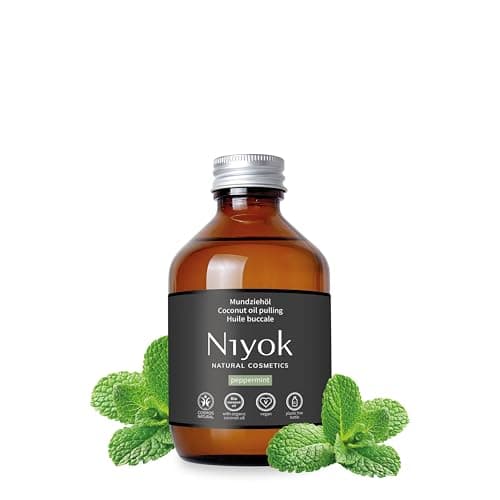 Niyok® Mundziehöl aus Bio Kokosöl "Pfefferminze" (200ml) • Mundspülung mit ätherischen Ölen • Bio Kokos Ölziehkur gegen Karies, Zahnstein & Mundgeruch • Veganes Zahnöl für Ölziehen Bio Öko Vegan