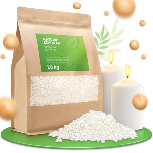 molinoRC 1,8 kg Sojawachs für Kerzen [100% pflanzlich] - Reines Premium Soja Wachs für Kerzen mit Langer Brenndauer - Creme weißes Soja Kerzenwachs zum Gießen - Soy Wax for Candle Making Bio Vegan