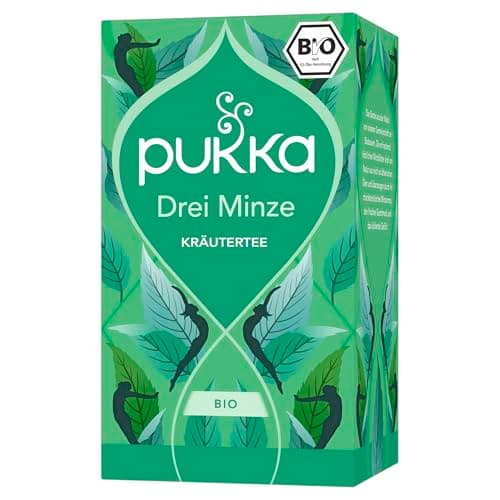 Pukka | Bio Kräutertee "Drei Minze“ | Grüne Minze, Pfefferminze und Ackerminze | Tee für ein gutes Bauchgefühl nach dem Essen | 1er Pack | 20 Teebeutel Bio Öko