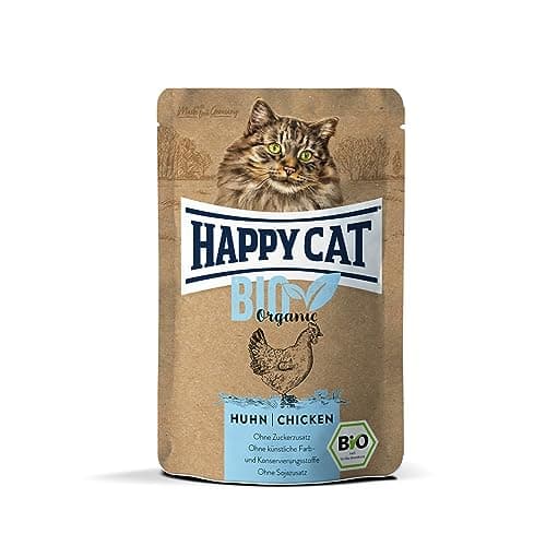 Happy Cat 70486 - All Meat Adult Bio Pouch Huhn - Katzen-Nassfutter für ausgewachsene Katzen und Kater - 85g Inhalt Bio Öko