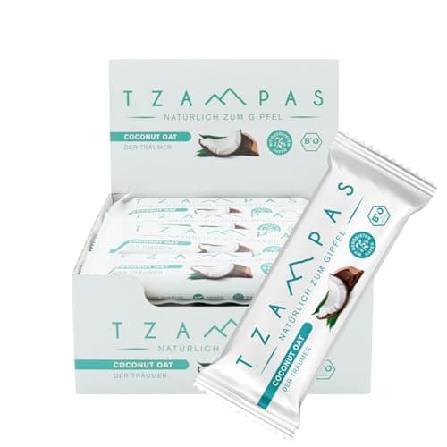 TZAMPAS Energieriegel Bio · Riegel mit Kokos & Hafer · Ideal für Sport & Fitness · Vegan, Clean Eating · 16 x 40g Bio Vegan