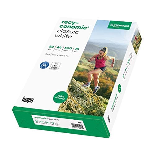 inapa Recycling-Druckerpapier Recyconomic classic white: 80 g/m², A4, 500 Blatt, CIE-Weiße: 55 (recycling-grau) Öko