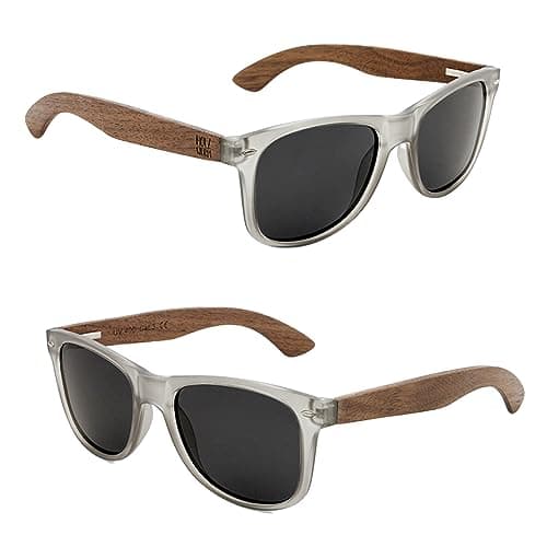 Holzwurm Sonnenbrille mit Holzbügeln aus Walnuss für Damen & Herren/Polarisierende Brillengläser mit UV400-Schutz/mit Brillenetui aus echtem Bambus