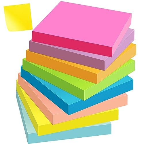 800 Stück Sticky Notes, Farbige Haftnotizen 76x76mm, Selbstklebende Haftnotizzettel Klebezettel bunt zettel farbig Notizblöcke für Büro Haus, Super Haftnotizen für Notizen und Aufgabenlisten, 8 Farben Öko
