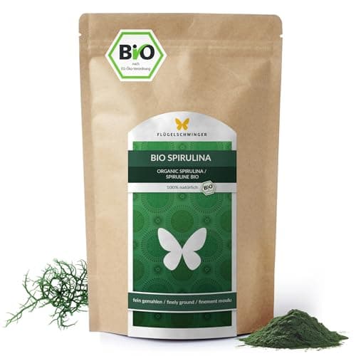 500g BIO Spirulina Pulver, 100% natürlich, rückstandskontrolliert, nach EU-ÖKO-Standard kultiviert und hergestellt, Rohkostqualität, ohne Zusätze (500g) Bio Öko Vegan