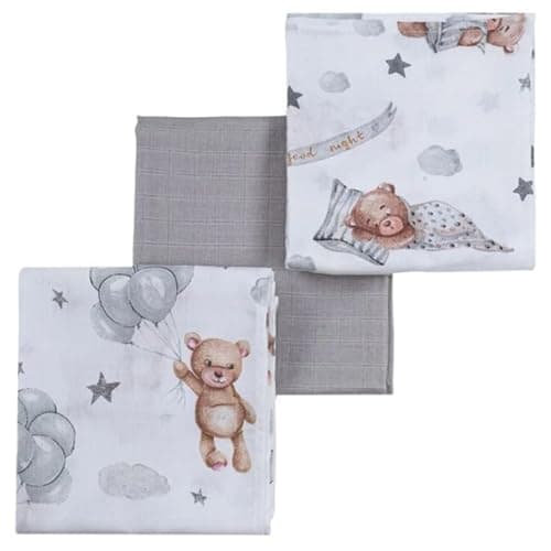 ANDER Spucktücher Baby 60x80 cm – 100% Bio-Baumwolle 3er Set – Weich atmungsaktiv und wiederverwendbar – umweltfreundliche Stoffwindeln für Neugeborene und Babys Bio Öko
