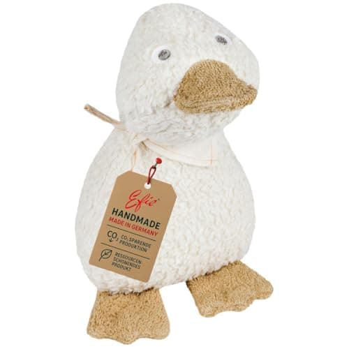 Efie Bio-Kuscheltier Ente – Bio Baumwolle (KBA), recycelte Füllung, waschbar & Allergiker geeignet – nachhaltig & handgefertigt – Made in Germany Bio Öko