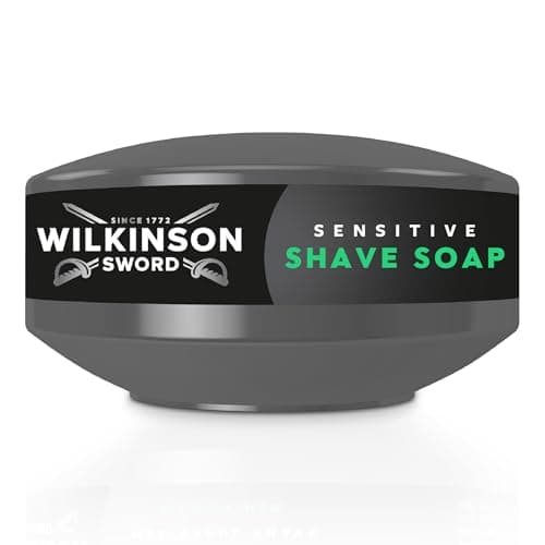 Wilkinson Sword Rasierseife für empfindliche Haut. Ideal für Herren-Kosmetiktaschen, Barbier-Sets zu Hause, Rasierseife und Schale für empfindliche Haut, 1 Stück
