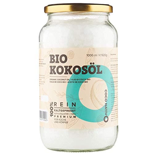 Bio Kokosöl CocoNativo - 1000mL (1L) - Bio Kokosfett, Kokosnussöl, Premium, Nativ, Kaltgepresst, Rohkostqualität, Rein (1000ml) - zum Kochen, Braten und Backen, für Haare und Haut Bio Vegan