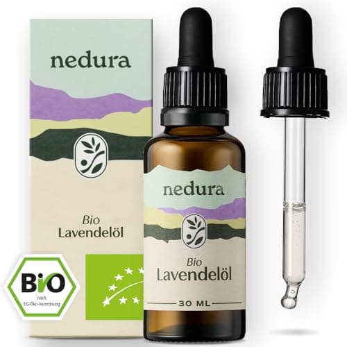 nedura® BIO Lavendelöl [100% NATURREIN] - Echter Lavendel aus Griechenland - Lavandula Angustifolia - Ätherisches Öl für Aromatherapie, Diffusoren, Duftlampen - 30 ml Bio