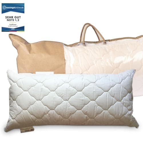 KOMA schlafgut Kapok Kopfkissen 40x60cm, vegan, nachhaltig, Bio Premium Qualität Made in Germany aus Kapokfasern, Allergiker geeignet, atmungsaktiv, separater Innenbeutel Bio Öko Vegan