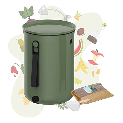 NATIV Bokashi Eimer Starter Set | Bokashi Eimer (9,6 Liter) mit Bokashi Ferment | Designer Küchenkomposter für die Herstellung von Bokashi Kompost | Bokashi-Eimer aus recyceltem Plastik Bio Öko