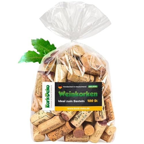 100 gebrauchte Weinkorken | Original Weinkorken aus echten Weinflaschen | ideal zum Basteln & Dekorieren | gereinigt & Sortiert | Natur Korken für DIY, Deko & Upcycling | nachhaltig Bio Öko