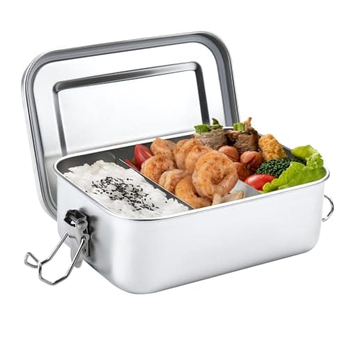 Brotdose Edelstahl, 850ml Lunchbox Auslaufsicher mit Abtrennung, Mit 2 Fächern, Wasserdicht, Spülmaschinengeeignet, nachhaltige und umweltfreundliche Brotdose BPA-frei, für Erwachsene & Kinder Öko