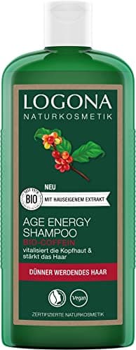 LOGONA Naturkosmetik Vitalisierendes Shampoo für natürlich kräftiges Haar, Geeignet für energieloses, dünner werdendes Haar, Age Energy Haarshampoo mit veganer Formel aus Bio Coffein, 1 x 250 ml Bio Öko Vegan