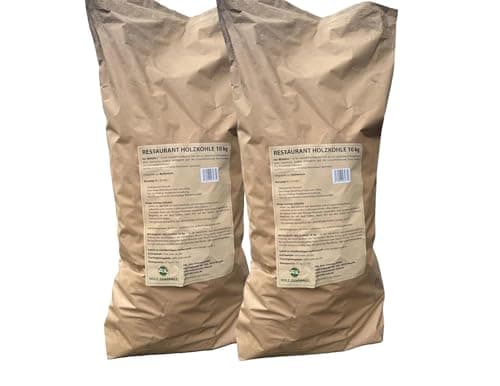 BIOGRILL Premium Restaurant Grillholzkohle Buche 20 kg (2 Papiersäcke je 10 kg) Holzkohle für BBQ & Steakhaus – Grillkohle für Professionelles Grillen mit extragroßen Stücken 60–160 mm Bio