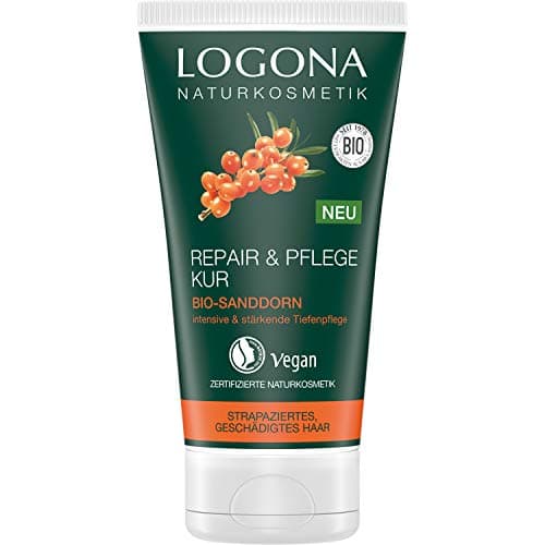 LOGONA Naturkosmetik Repair & Pflege Kur Bio-Sanddorn, Intesive Pflege für trockenes, Geschädigtes Haar, Reapriert, 150 ml Bio Öko