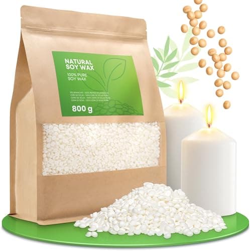 molinoRC 800g Sojawachs für Kerzen [100% pflanzlich] - Reines Premium Soja Wachs für Kerzen mit Langer Brenndauer - Creme weißes Soja Kerzenwachs zum Gießen - Soy Wax for Candle Making Bio Vegan