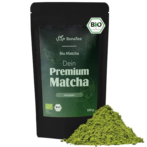 Bio Premium Matcha Tee Pulver 100g - Bio Grüntee-Pulver aus Japan perfekt für Matcha Latte in Premium Qualität, 100% natürlich Bio Öko