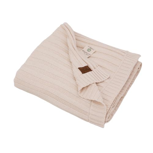 Dalisa Bio-Baumwolldecke GOTS Zertifiziert – 100% Bio-Baumwolle, 203x228 cm, Naturbeige, Weich & Atmungsaktiv, Strickdecke für Sofa, Bett & Zuhause – Geschenkverpackt – Hautfreundlich & Pflegeleicht Bio Öko