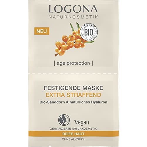 LOGONA Naturkosmetik Anti-Aging Gesichtsmaske für reife Haut, Straffend und festigend, Mit Hyaluron und Bio-Sanddorn, age protection, 15 ml Bio Vegan