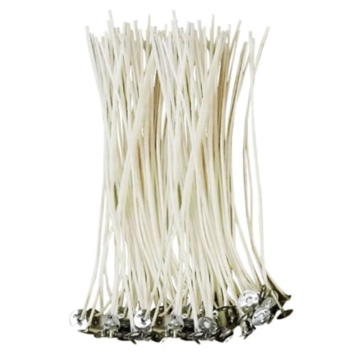 CZ Store®- Kerzendochte |50STK|10 cm Natürliche Bio-Baumwolle, vorgewachst mit Soja-Wachs - Langlebig, geruchlos, sauber - Mit PDF-Anleitung zur Kerzenherstellung Bio