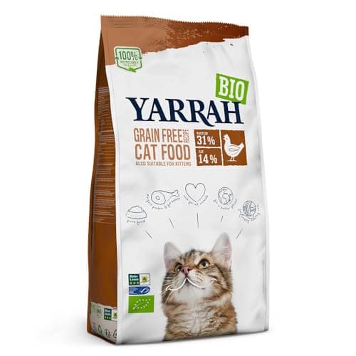 Yarrah Bio Katzenfutter trocken | getreidefrei | Hochwertiges Premium Trockenfutter für Katzen | Hoher Nährstoffanteil | Futter für Katzen jeden Alters mit Bio-Huhn und MSC Fisch, 6kg Bio