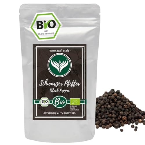 Azafran BIO Pfeffer (Pfefferkörner ganz) Pfeffermühlen geeignet schwarz 250g Bio Öko
