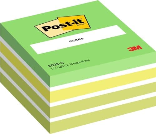 Post-it Haftnotiz-Würfel Pastellgrün, 1 Block mit 450 Blatt, 76 mm x 76 mm, Grün/Weiß - Selbstklebende Notizzettel für Notizen, To-Do-Listen und Erinnerungen Öko