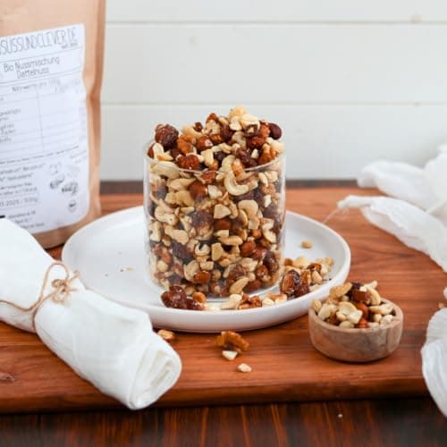 süssundclever.de® Bio Studentenfutter | Dattelnuss | 1,0 kg | Nuss- & Fruchtmischung mit Datteln, Cashews, Walnuss & Haselnuss | plastikfrei und ökologisch-nachhaltig abgepackt Bio Öko