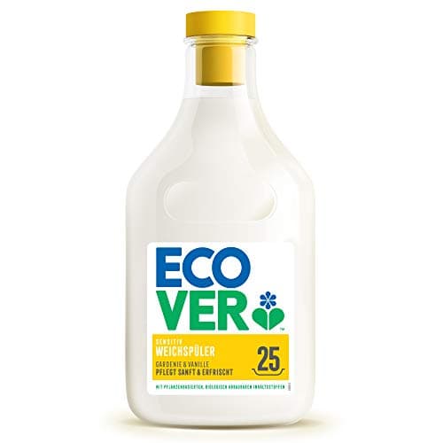 Ecover Weichspüler - Gardenie & Vanille (750 ml / 25 Waschladungen), Weichspüler mit pflanzenbasierten Inhaltsstoffen, ökologischer Weichspüler für weiche und duftende Wäsche Bio Öko Vegan