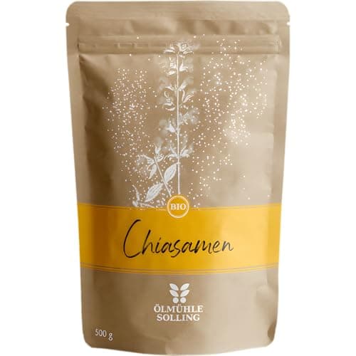 ÖLMÜHLE SOLLING - BIO Chiasamen | Naturbelassene Chiasamen aus 100 % kontrolliert biologischem Anbau. Ideal für Müsli, Brot und Backwaren. 100 % vegan und frei von Gentechnik | Inhalt: 500 g Bio Öko Vegan
