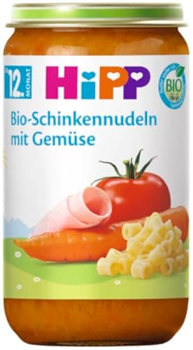 HiPP Bio-Schinkennudeln mit Gemüse (6 x 250g), Menü ab 12. Monat, mit Omega-3, in bester Bio-Qualität Bio
