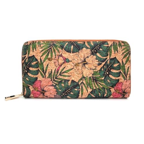 CorkAllin Kork Geldbörse für Damen - Vegane Portemonnaie Damen, Geldbeutel, Portmonee, Tierschutz, Umweltschutz, Nachhaltige Geldbörse, Damen mit Reißverschluss Lange Geldbeutel Große (01) Bio Öko Vegan