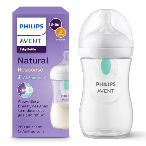 Philips AVENT Babyflasche Natural Response – Babyflasche mit AirFree Ventil, 260 ml, BPA-frei, für Neugeborene ab 1 Monat (Modell SCY673/01)