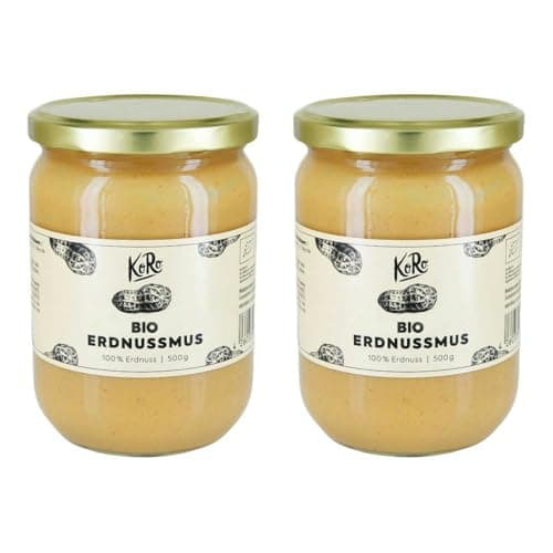 KoRo - Bio Erdnussmus 2 x 500 g - Bio-Qualität - Ohne Zusätze - Im praktischen Zweierpack Bio Vegan