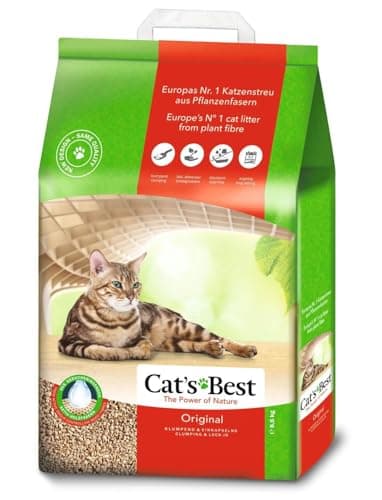 Cat’s Best Original Katzenstreu, 100% pflanzliches Katzenklumpstreu mit maximaler Saugfähigkeit – bekämpft Gerüche natürlich und aktiv, 8,6 kg/20 l (Verpackung kann variieren) - Bio - Öko - Vegan