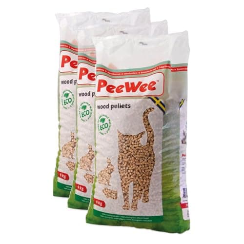 PeeWee 42 L / 27 KG Holzstreu Katzenstreu Einstreu Bio Öko Streu Pellets (3x9kg) Bio Öko