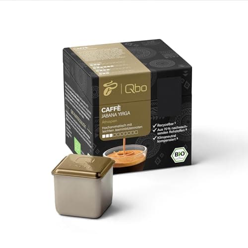Tchibo Qbo Caffè Jabana Yirga Premium Kaffeekapseln, 8 Stück (Caffè, Intensität 03/10, hocharomatisch), nachhaltig, Bio Siegel, aus 70% nachwachsenden Rohstoffen & klimaneutral kompensiert Bio Öko