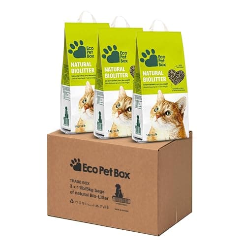 EcoPetBox kompostierbares Bio Katzenstreu Holz 15kg - Nicht klumpend für Mehrkatzen, Staubfrei Naturreines Holzpellets Sägemehl Heu Bio Öko