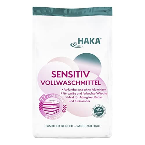 HAKA Sensitiv Vollwaschmittel Pulver, 3 kg (77 WL), für Allergiker & sensible Haut, weiße & farbechte Wäsche, Baby Waschmittel, parfümfrei, vegan, haut- & umweltfreundlich Öko Vegan