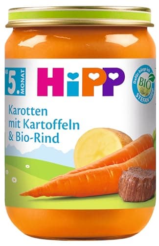 HiPP Karotten mit Kartoffeln und Bio-Rind, 6er Pack (6 x 190 g) Bio