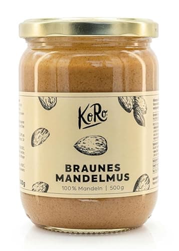 KoRo - Mandelmus Braun 2 x 500 g - ohne Zuckerzusatz* und Salz - 100% ungeschälte & geröstete Mandeln - Nuss Creme ohne Zusätze Vegan